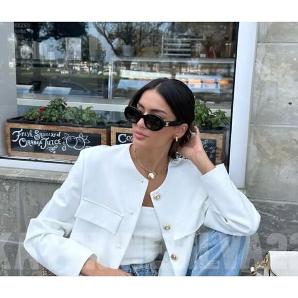 ZARA GOLD BUTTON CROPPED BLAZER - Picture 13 of 15